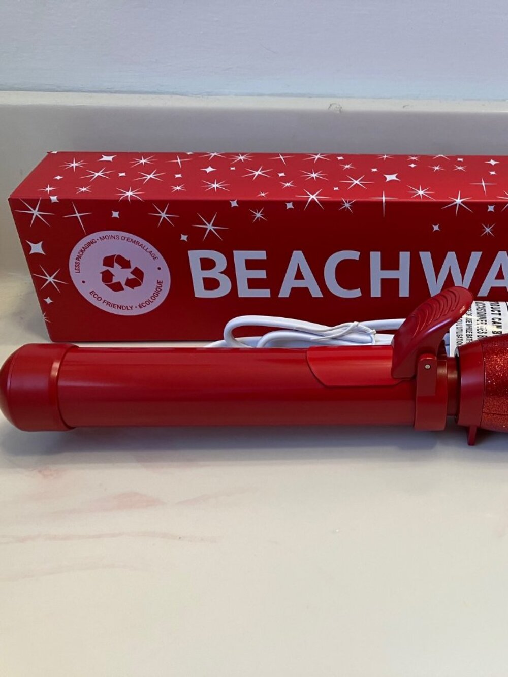 NIB Beaachwaver Co. B 1.25 Rotating Curling Iron, Red Glitter